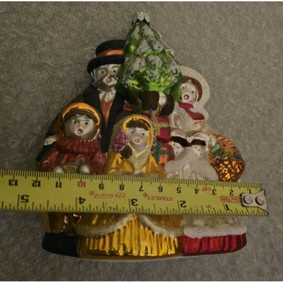 Hand-Painted Mouth-Blown Glass Christmas Ornament Victorian Carolers Poland SZ L - Picture 9 of 9